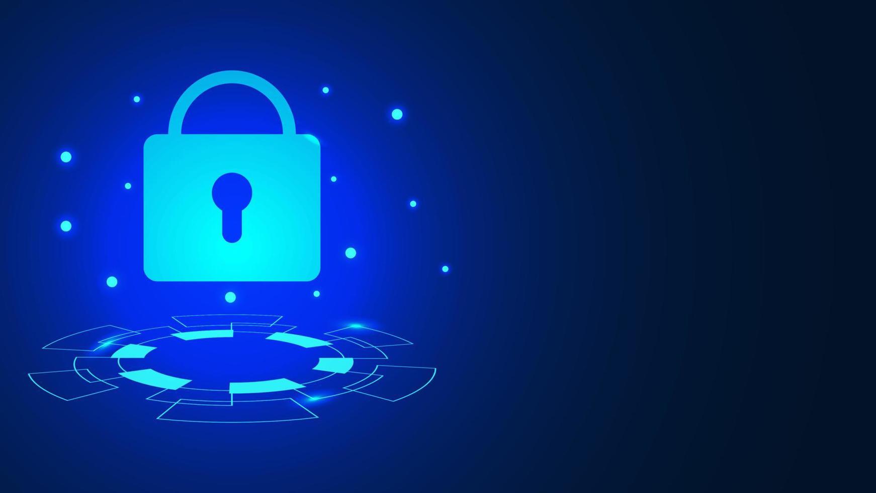 informatica sicurezza tecnologia per informazione e Rete connessione protezione. personale dati sicurezza con lucchetto icona su blu tecnologia sfondo. vettore illustrazione.