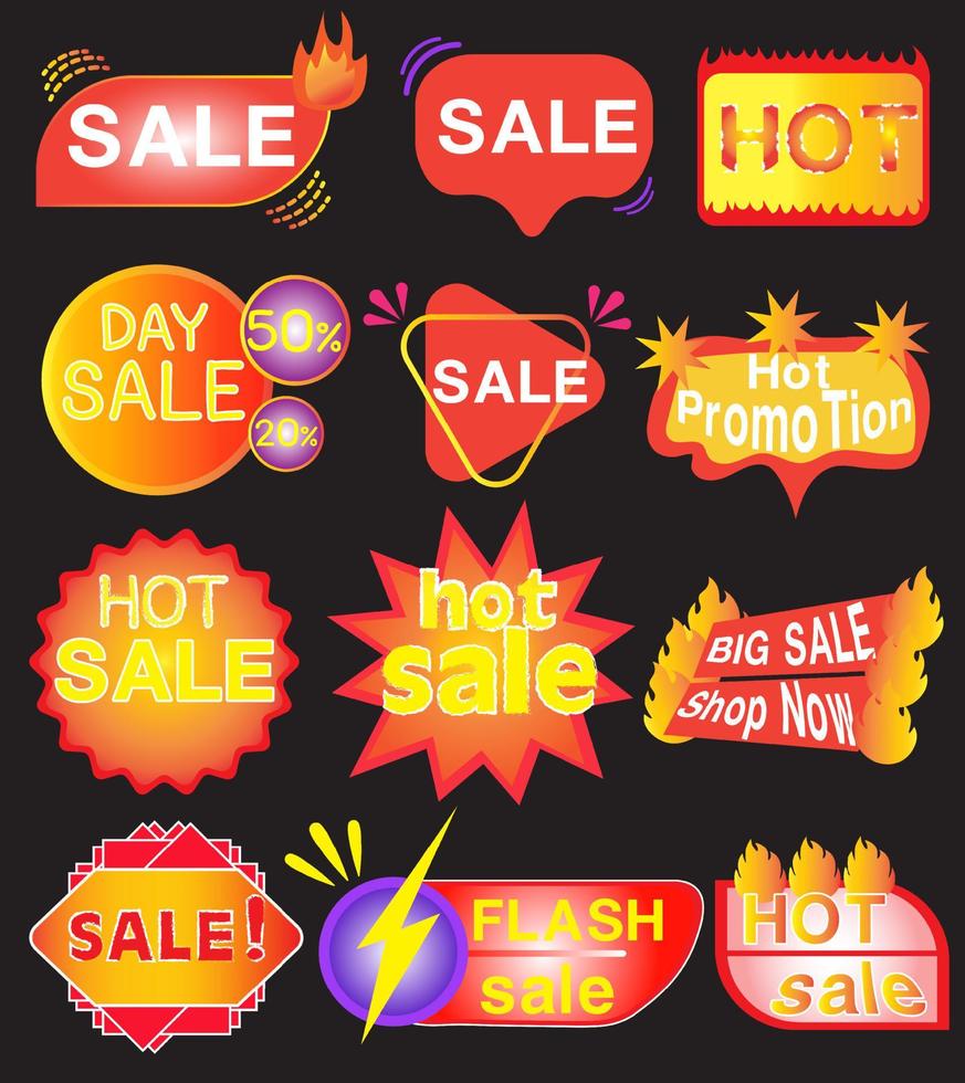 impostato di vendita etichette.prezzo sconto promozione banner.vettore isolato impostato sconto banner.big vendita speciale offerta.hot vendita etichetta su collezione impostato vettore