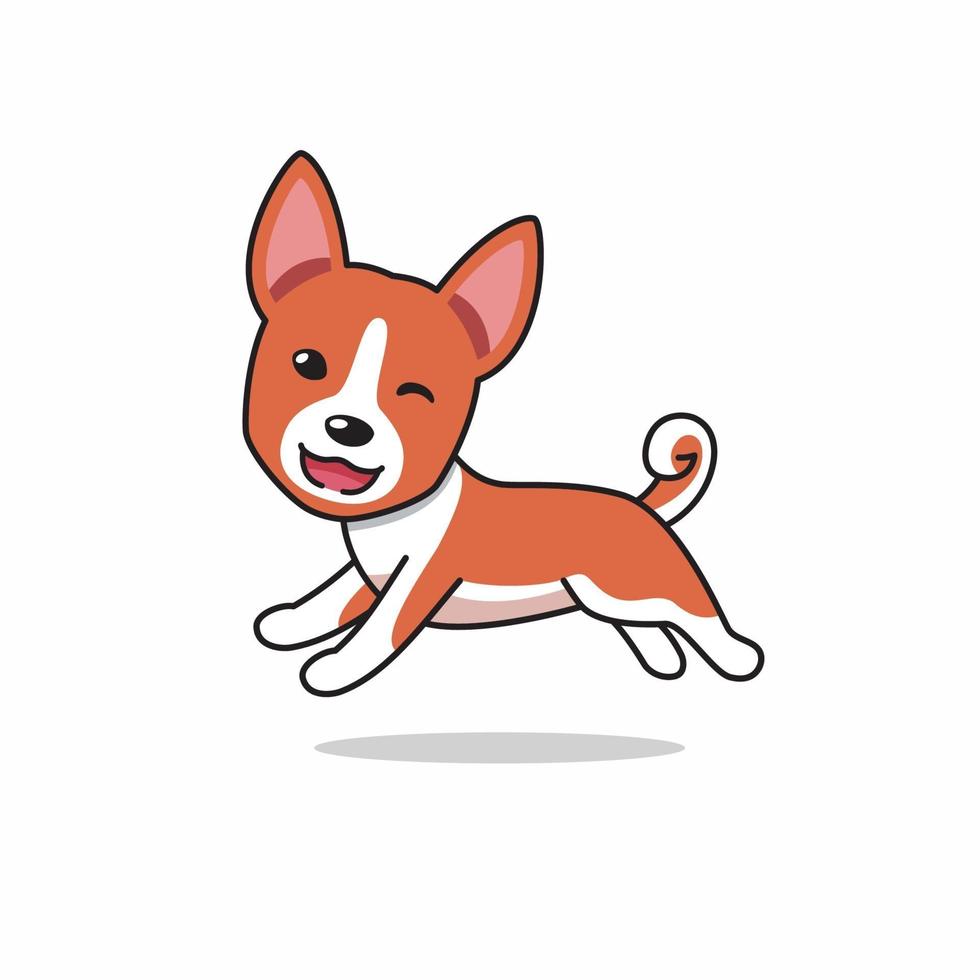 vettore personaggio dei cartoni animati felice cane basenji in esecuzione