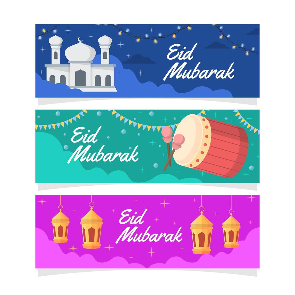 eid mubarak saluto banner vettore