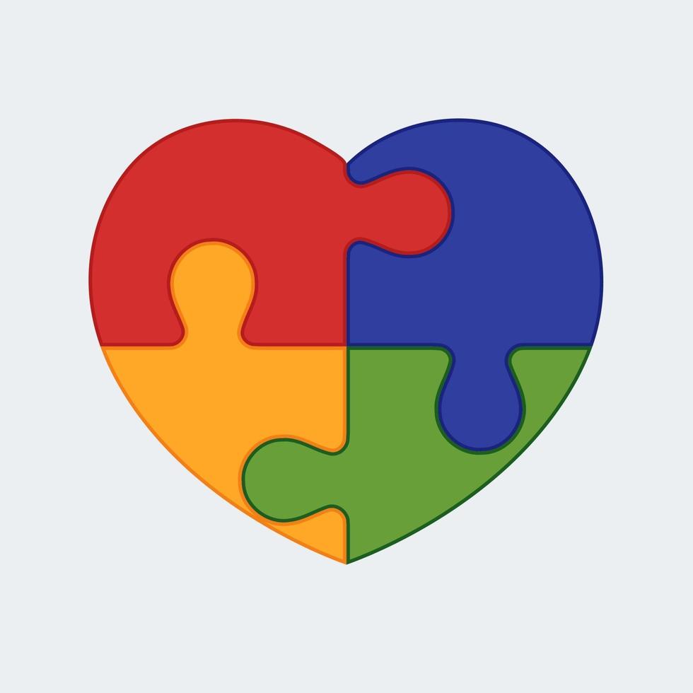 illustrazione del cuore di puzzle. l'emblema della complessità dell'animo umano. vettore