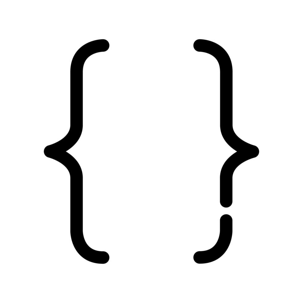 icona di parentesi graffe in stile contorno vettore