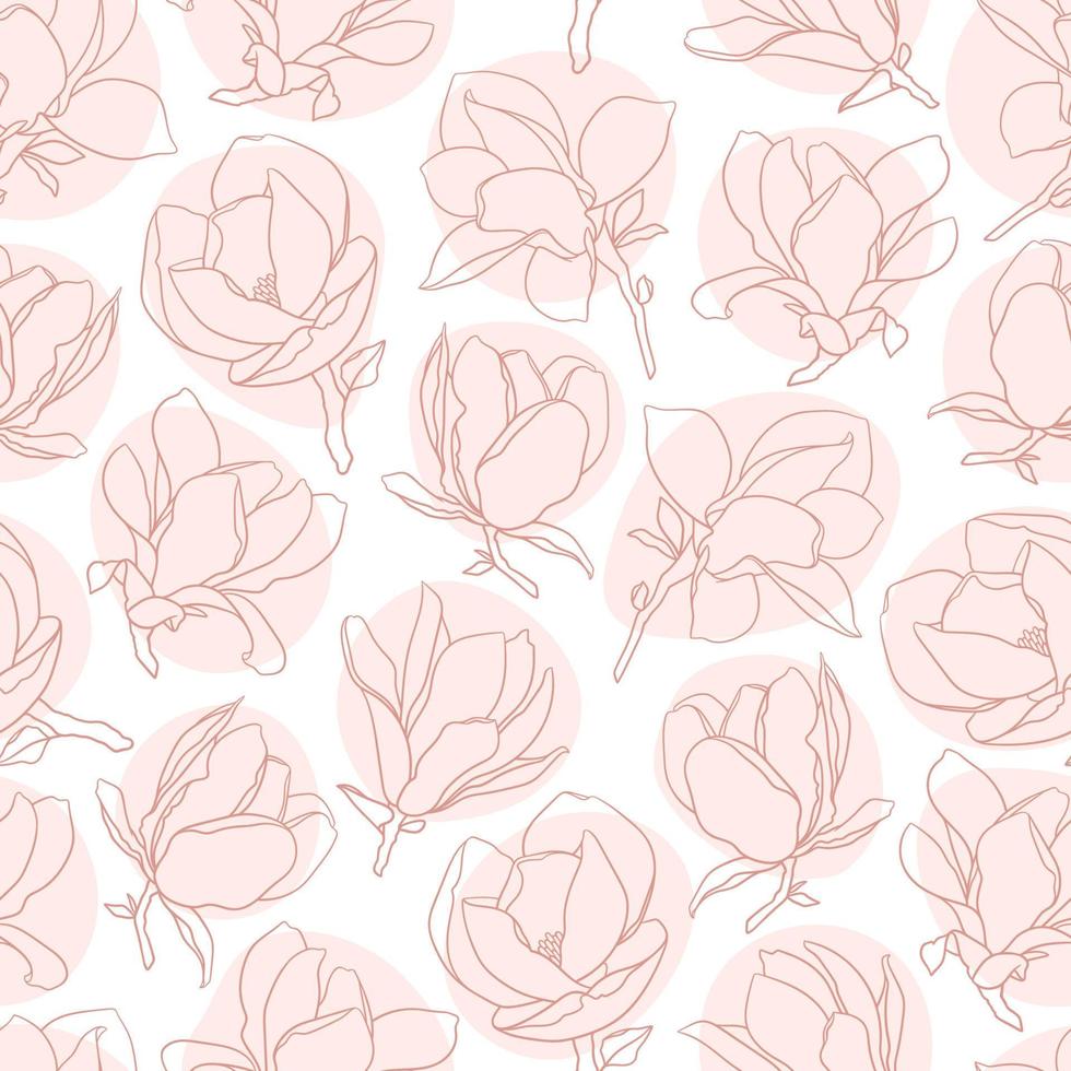 senza soluzione di continuità modello con rosa fioritura magnolia fiori e macchie. vettore