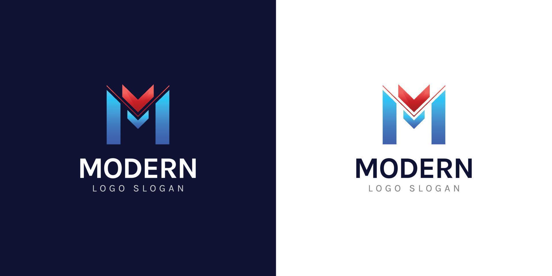 m lettera logo design modello con pendenza colore vettore