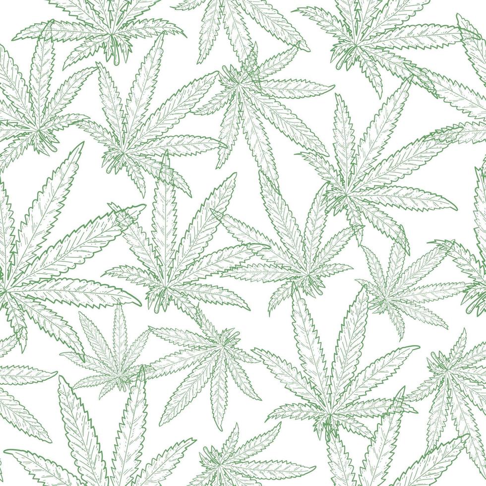 seamless pattern di foglie di marijuana vettore