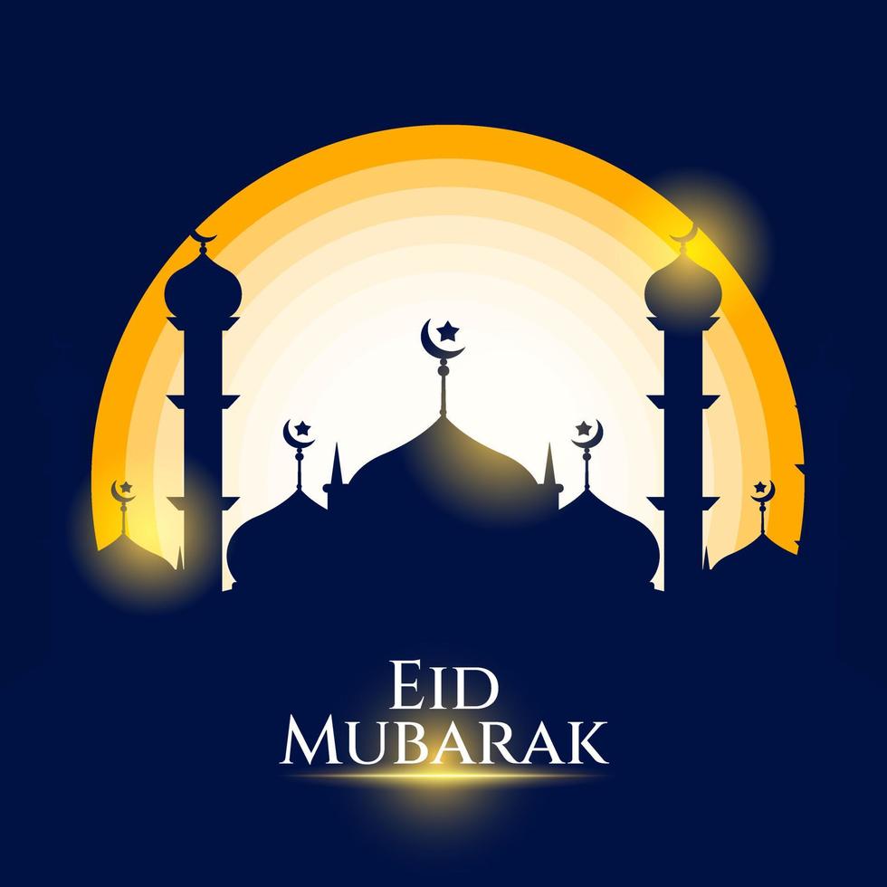 eid mubarak Ramadan kareem paesaggio tradizionale islamico bandiera modello sfondo con silhouette moschea. islamico religione concetto design. vettore illustrazione. ragnatela manifesto, volantini, saluto carte.