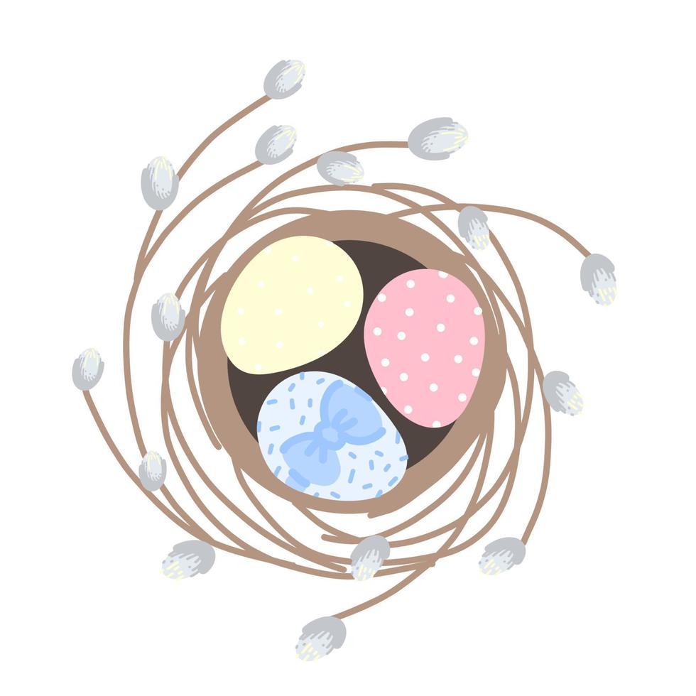 vettore Pasqua uovo nel nido