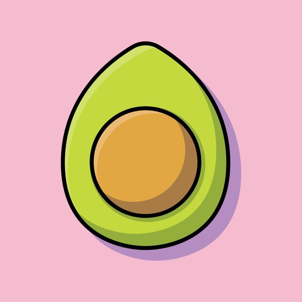 fresco avocado. avocado isolato su leggero rosa sfondo. isolato icona cibo avocado. per il tuo design. cartone animato piatto design vettore