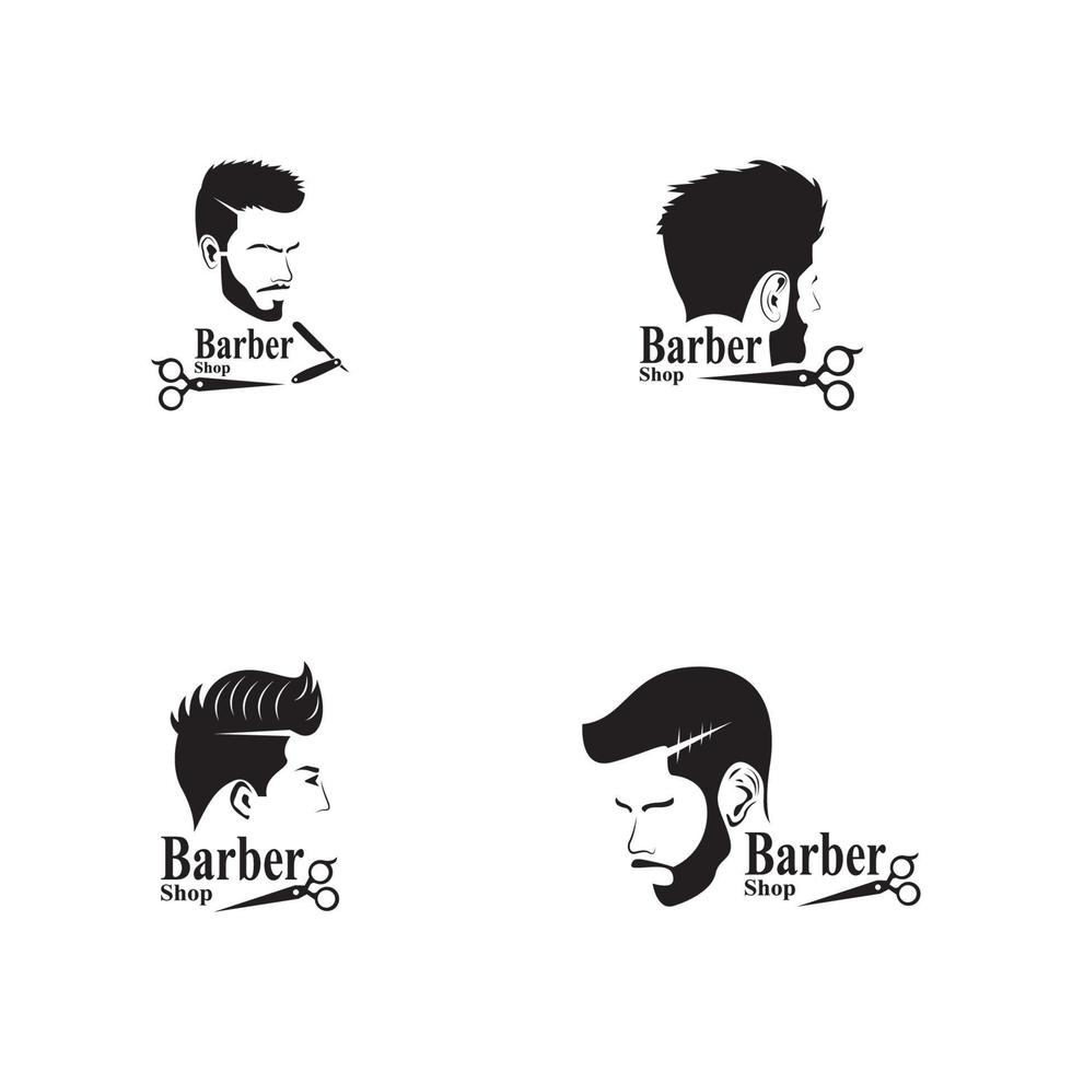 barbiere negozio capelli stile silhouette vettore modello