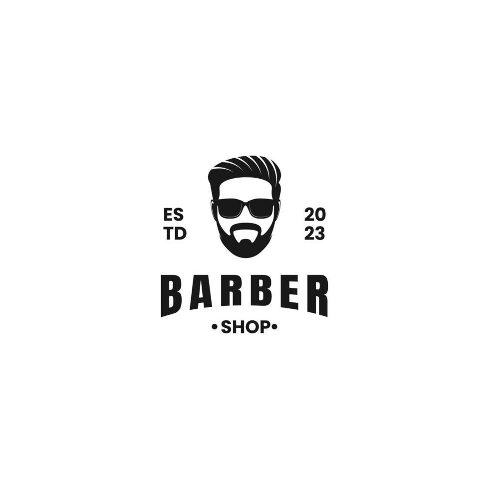 barbiere negozio etichetta distintivo emblema. nero vettore silhouette