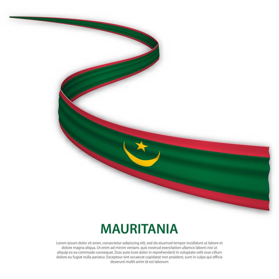agitando nastro o bandiera con bandiera di mauritania vettore