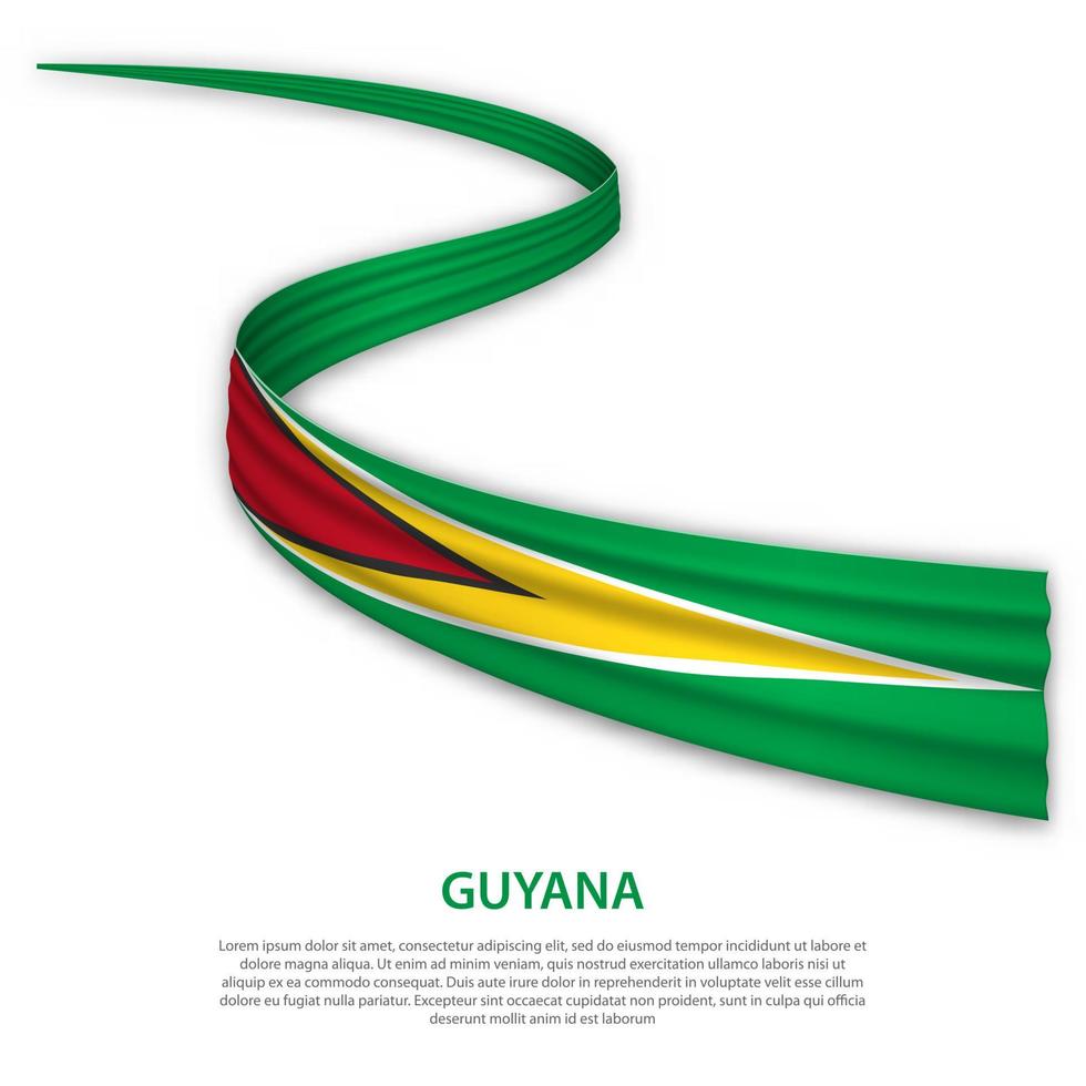 sventolando il nastro o lo striscione con la bandiera della Guyana vettore