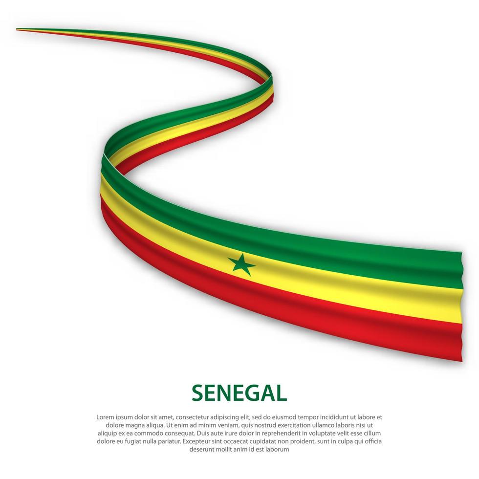 agitando nastro o bandiera con bandiera di Senegal vettore