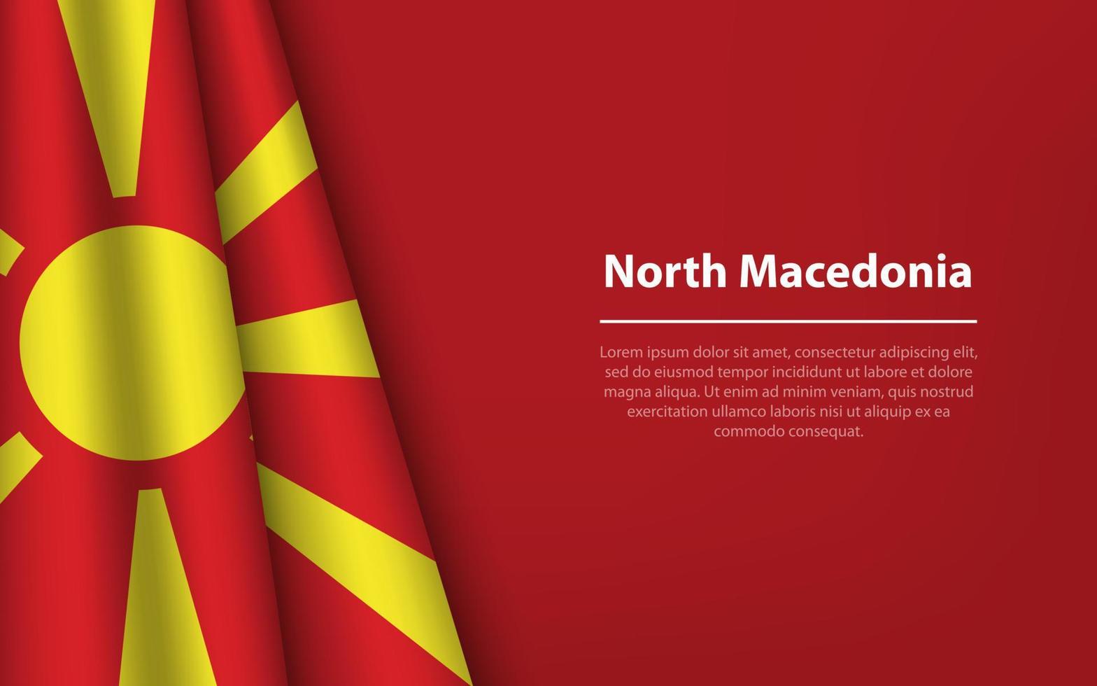 onda bandiera di nord macedonia con copyspace sfondo. vettore