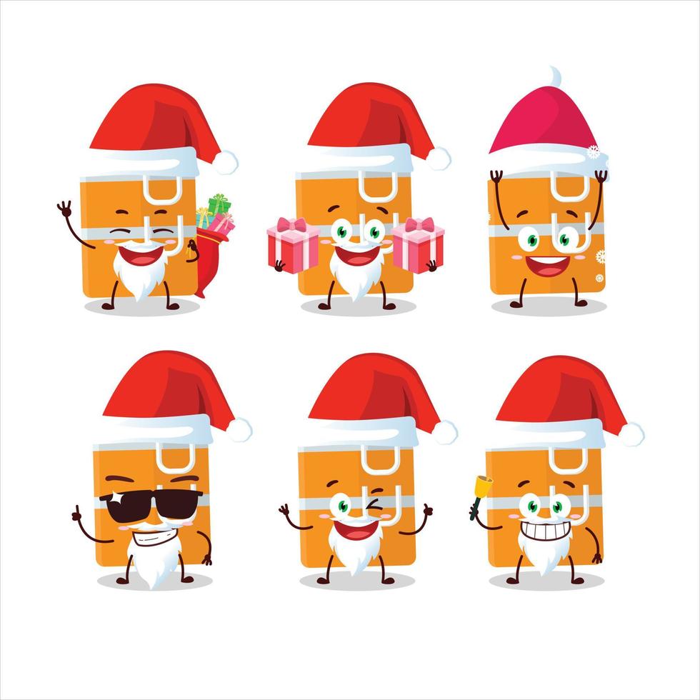 Santa Claus emoticon con arancia pranzo scatola cartone animato personaggio vettore