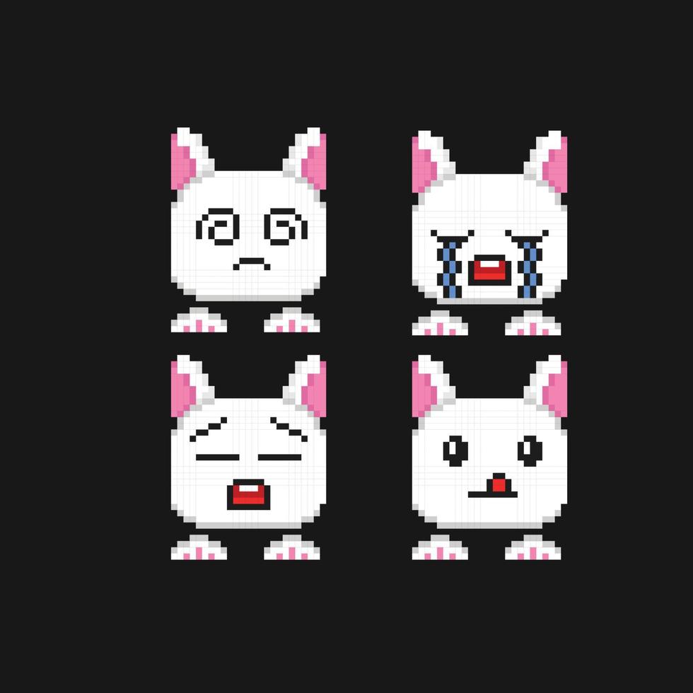 carino coniglio testa collezione impostato con diverso emozione nel pixel arte stile vettore