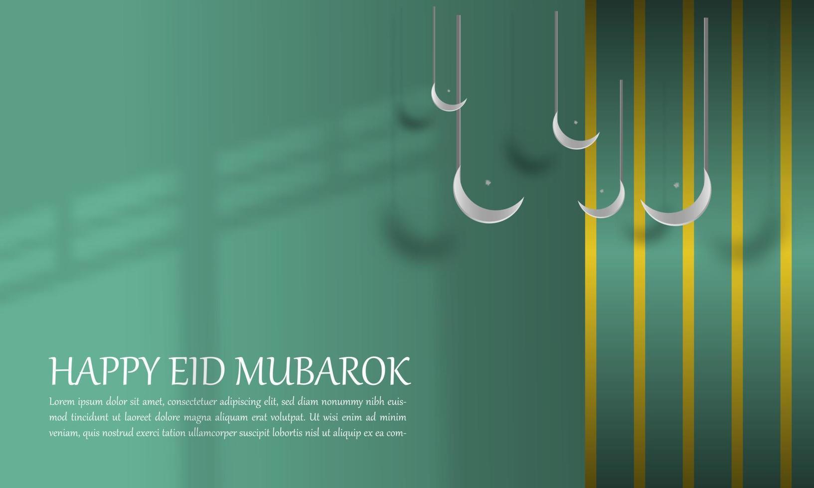 islamico sfondo con eid mubarak vacanza saluto carta con verde ornamento marino verde semplice elegante attraente eps 10 vettore