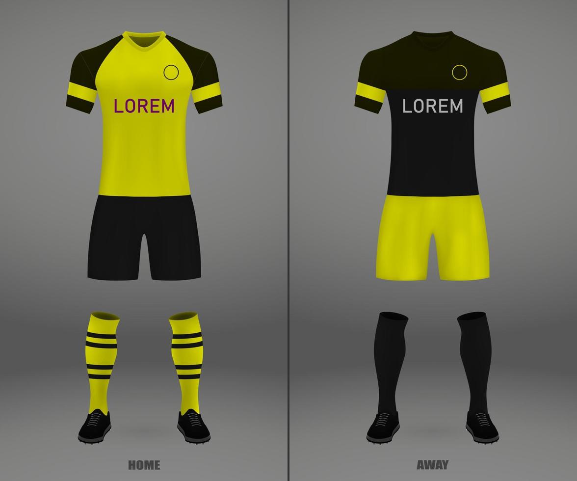 calcio kit di borussia dortmund 2018-19, camicia modello vettore