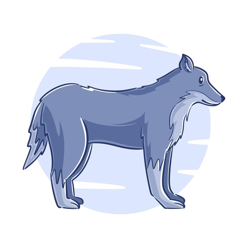 vettore mano disegnato lupo cartone animato personaggio