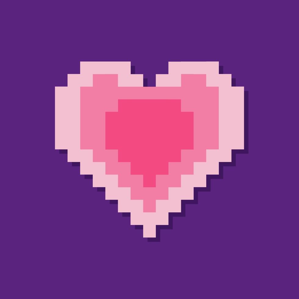 pixel pendenza cuore nel retrò cartone animato stile vettore