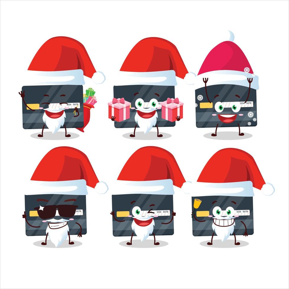 Santa Claus emoticon con credito carta cartone animato personaggio vettore