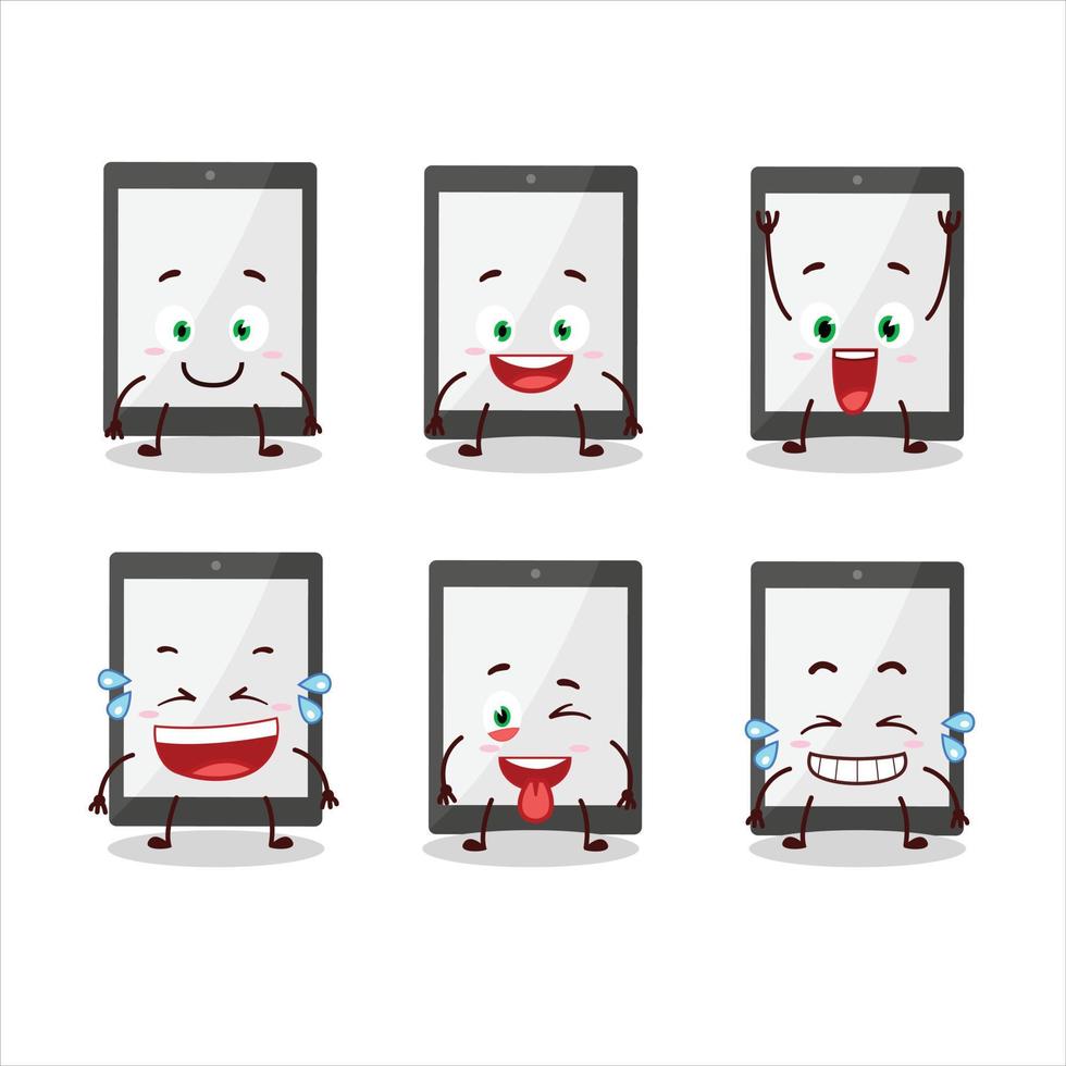cartone animato personaggio di tavoletta con Sorridi espressione vettore