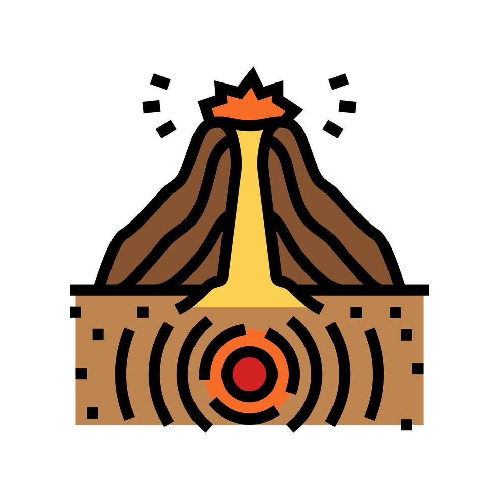 vulcanico terremoto disastro colore icona vettore illustrazione
