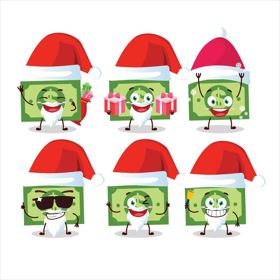 Santa Claus emoticon con i soldi cartone animato personaggio vettore