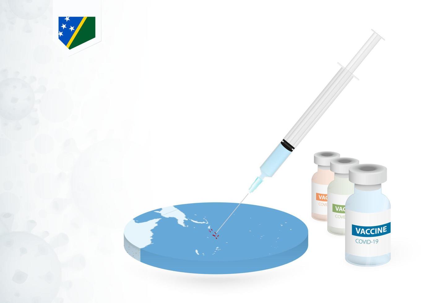 vaccinazione nel Salomone isole con diverso genere di covid-19 vaccino. concetto con il vaccino iniezione nel il carta geografica di Salomone isole. vettore