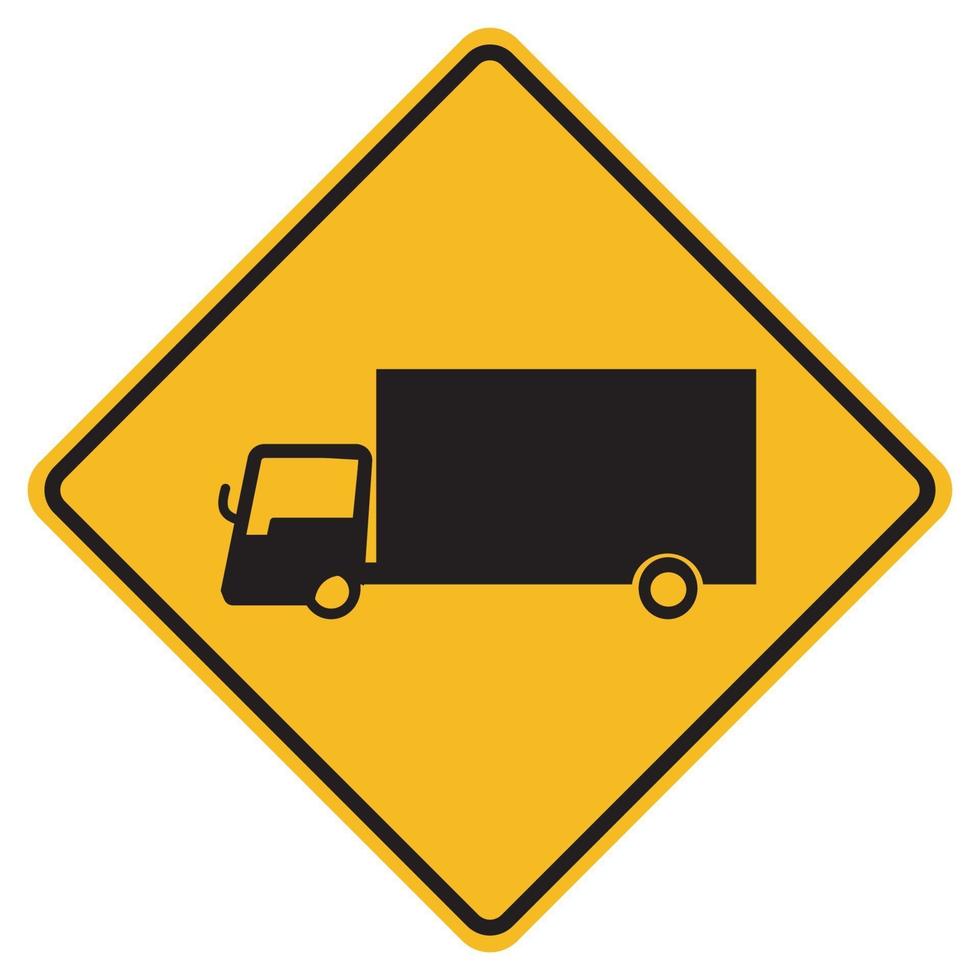 avvertimento traffico camion su strada giallo simbolo segno isolato su sfondo bianco, illustrazione vettoriale eps.10