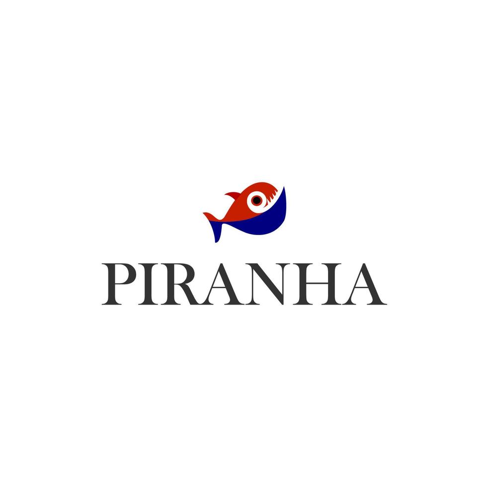 disegno del logo del pesce piranha vettore