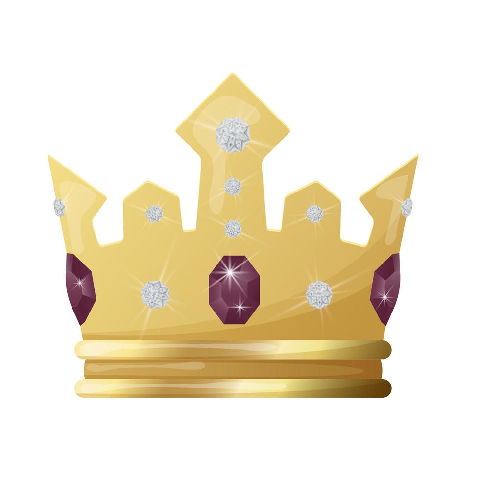 reale corona su un' trasparente sfondo con prezioso pietre. per un' Regina o Principessa, Principe o imperatore nel Vintage ▾ o retrò stile, un' corona su un' viola sfondo. vettore