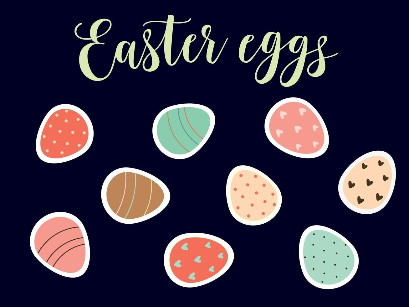 uova di Pasqua decorate isolate su priorità bassa bianca. illustrazione vettoriale piatta