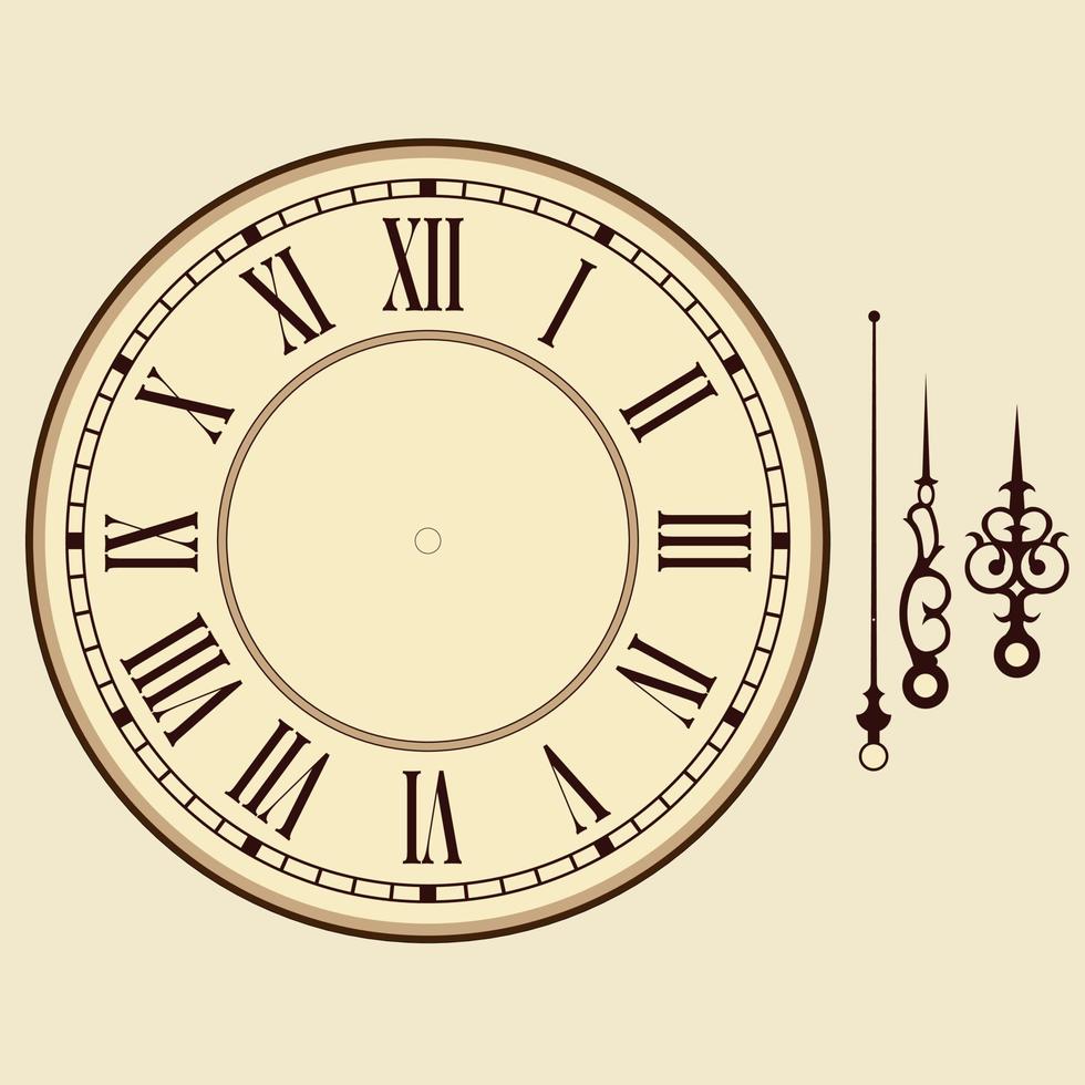 Vintage ▾ orologio con romano numeri isolato su bianca sfondo. vettore