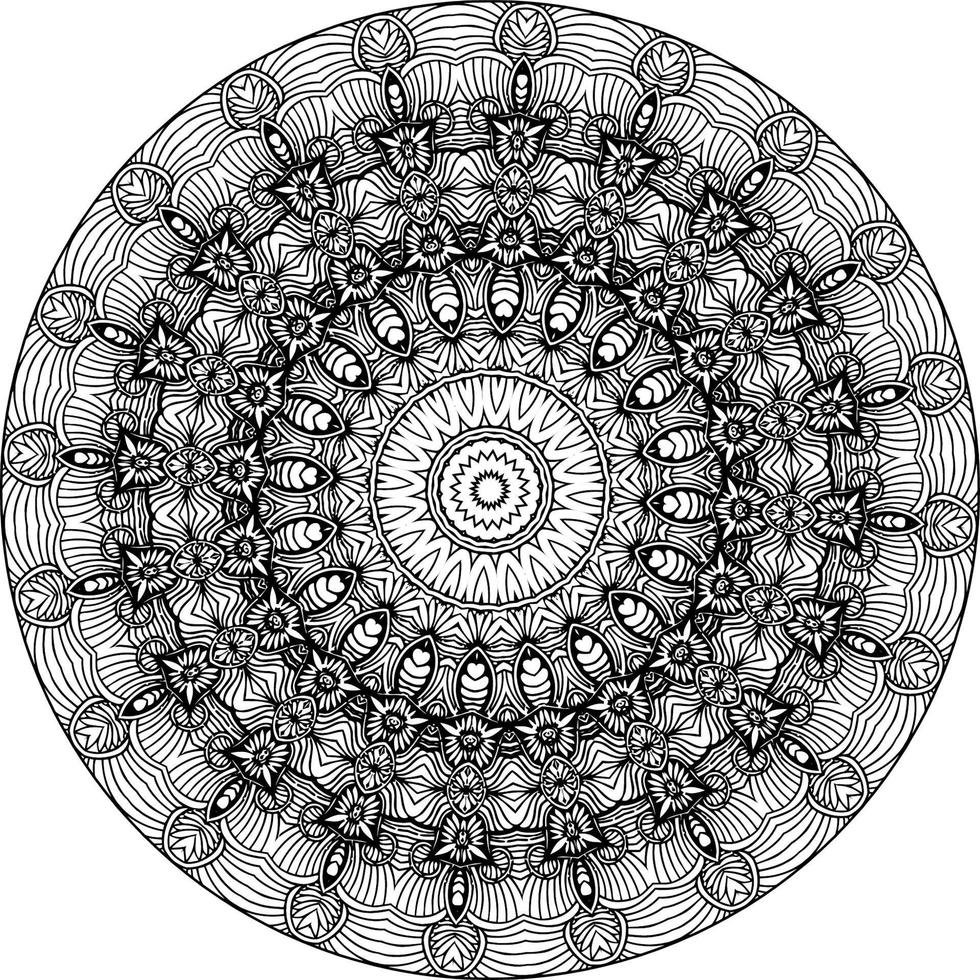 modello astratto della mandala di vettore. arte sul muro. libro da colorare modello in pizzo il tatuaggio. design per una camicia di vernice per carta da parati e un design adesivo per piastrelle, ornamento decorativo a cerchio in stile etnico orientale vettore