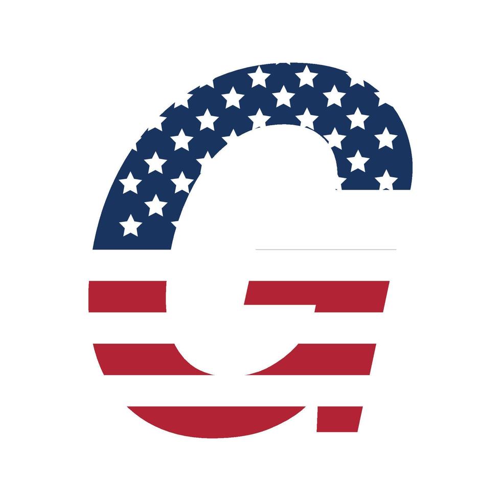 inglese alfabeto con Stati Uniti d'America bandiera.lettera g con americano bandiera gratuito vettore