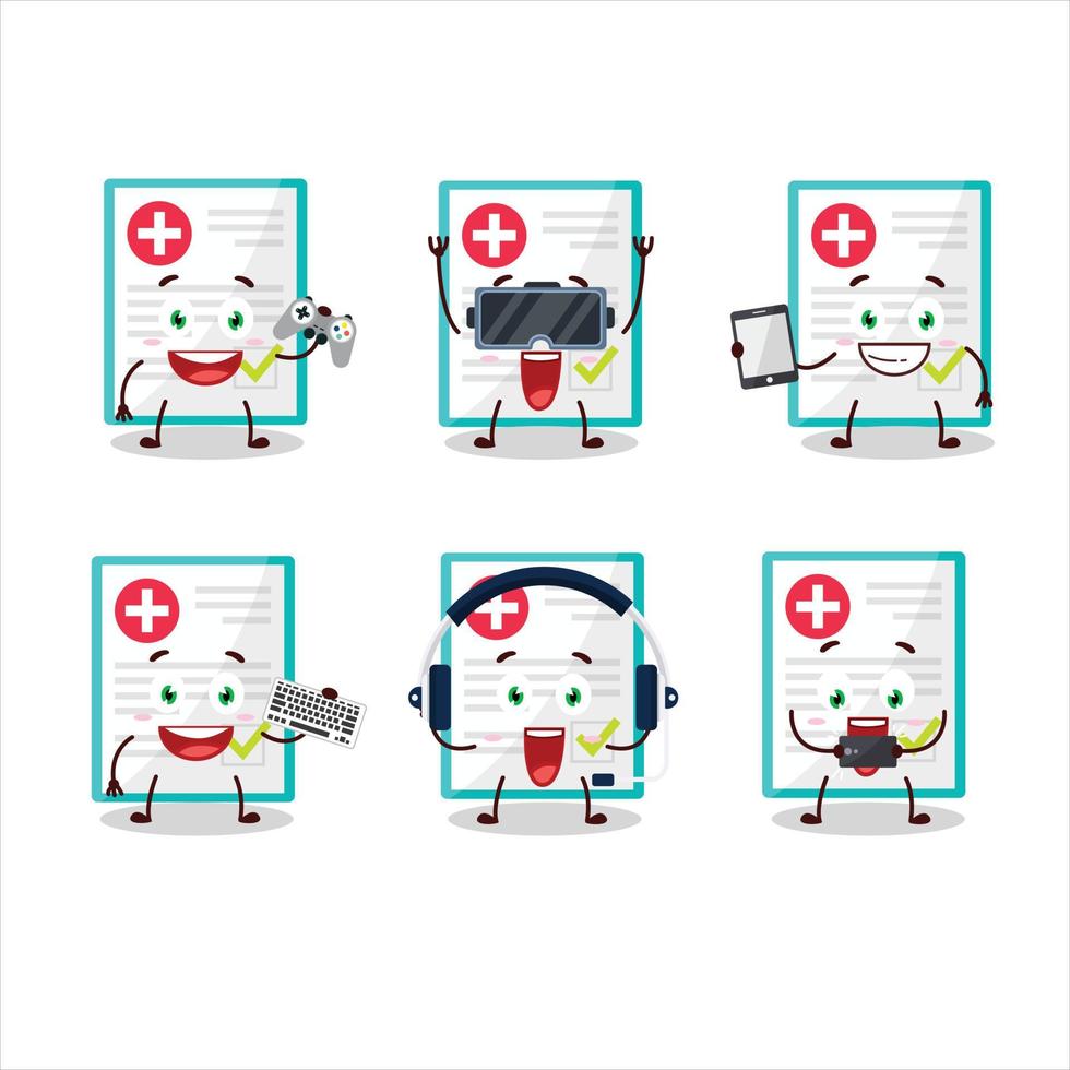 medico pagamento cartone animato personaggio siamo giocando Giochi con vario carino emoticon vettore