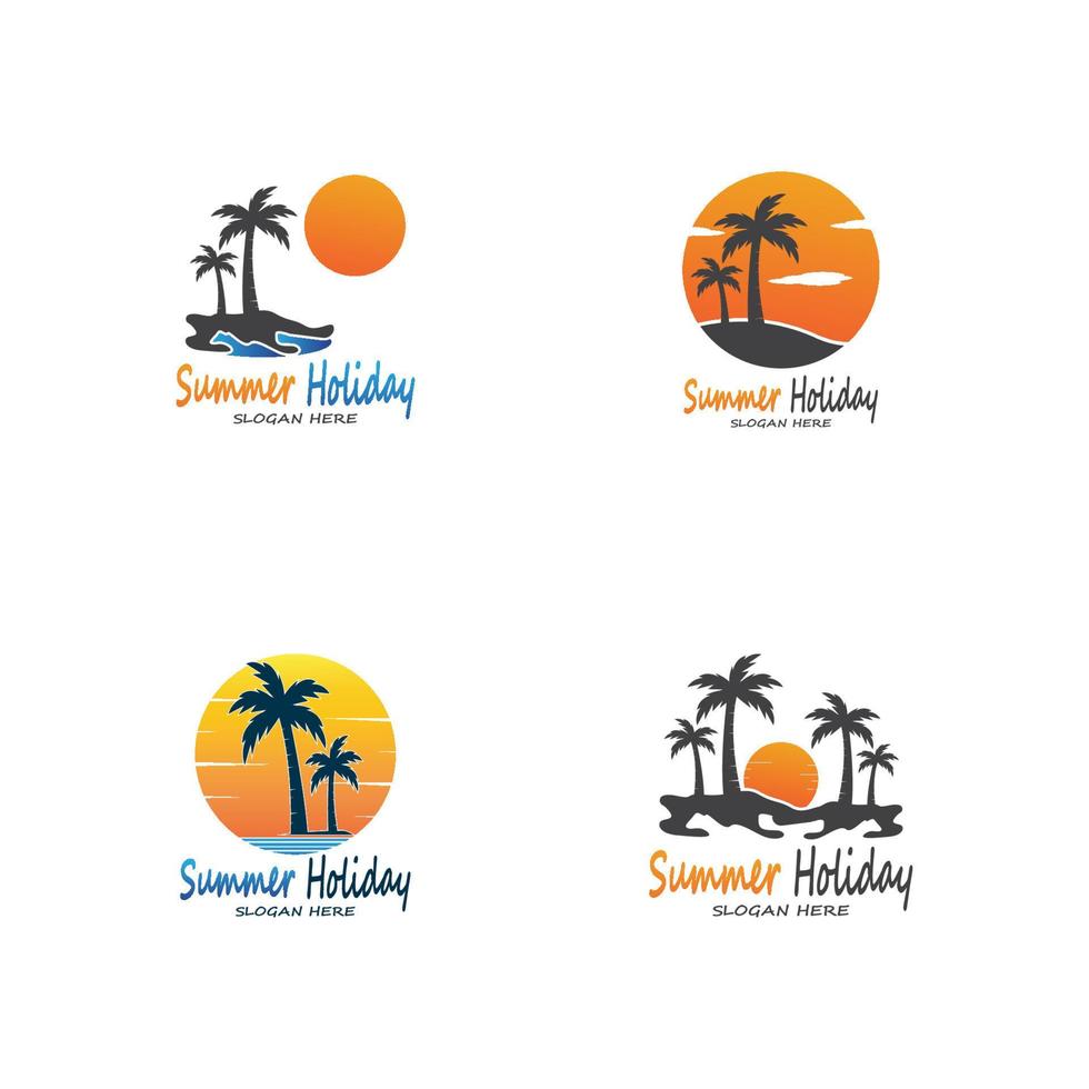 palma alberi estate vacanze logo design vettore modello illustrazione