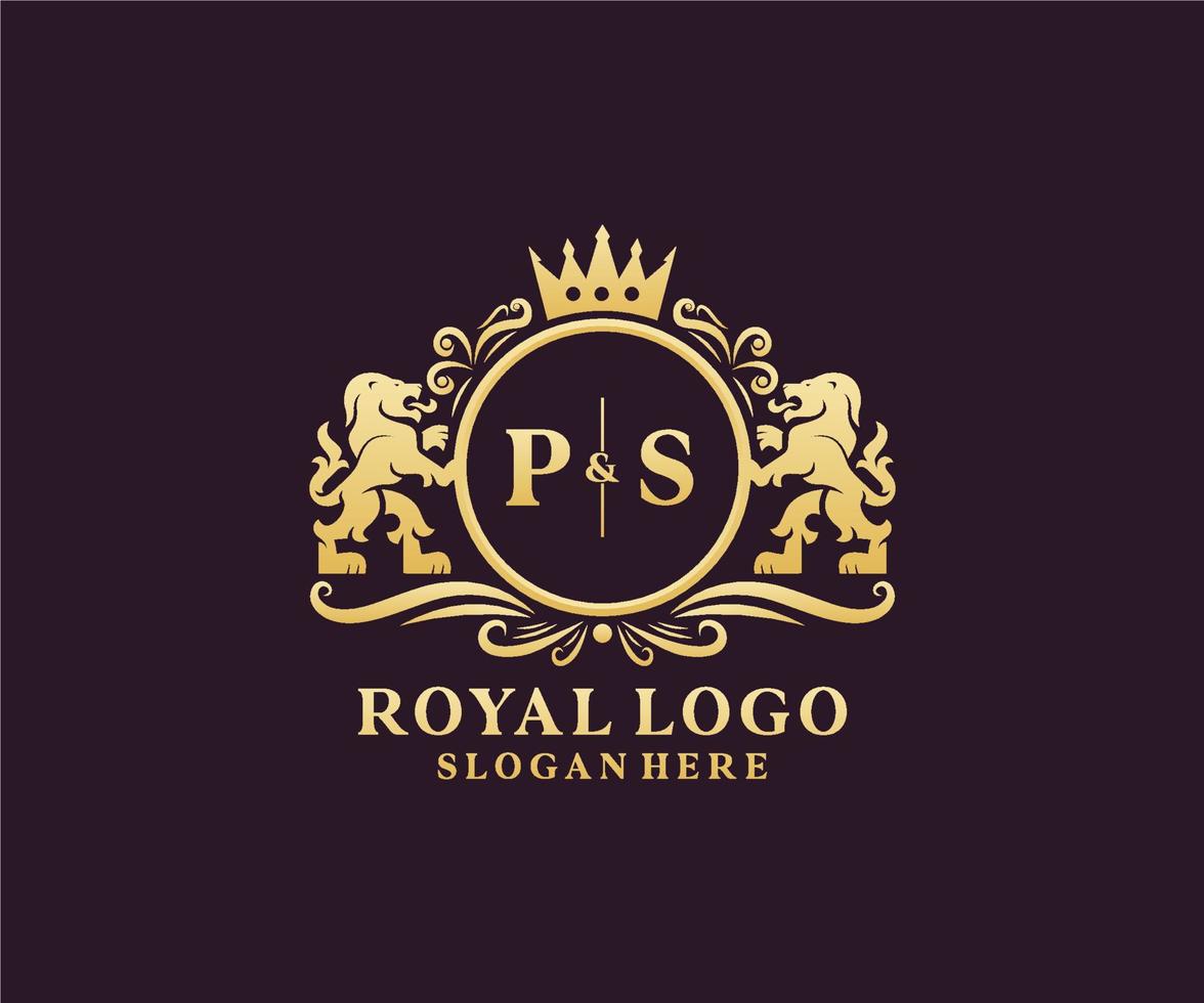 iniziale ps lettera Leone reale lusso logo modello nel vettore arte per ristorante, regalità, boutique, bar, Hotel, araldico, gioielleria, moda e altro vettore illustrazione.