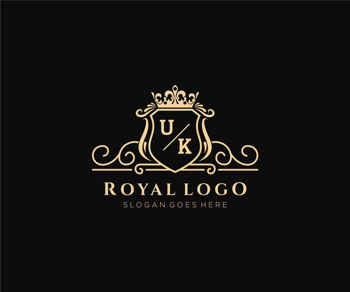 iniziale UK lettera lussuoso marca logo modello, per ristorante, regalità, boutique, bar, Hotel, araldico, gioielleria, moda e altro vettore illustrazione.