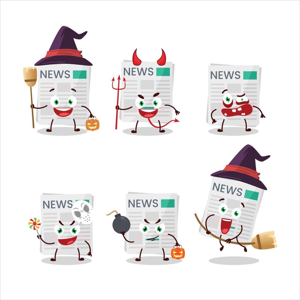 Halloween espressione emoticon con cartone animato personaggio di giornale vettore