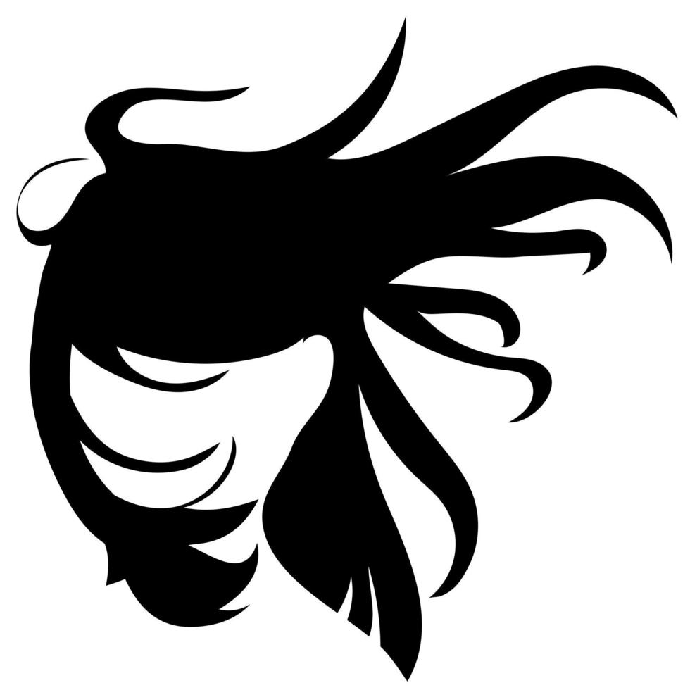 il silhouette di un' bellissimo donna con corto pieno volto capelli sviluppando nel il vento. modello per cartoline, saluti, volantini, banner per un' bellezza salone, parrucchiere o Da donna giorno su marzo 8 vettore