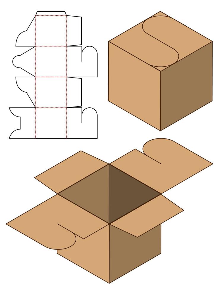 disegno del modello fustellato di imballaggio della scatola. Modello 3d vettore