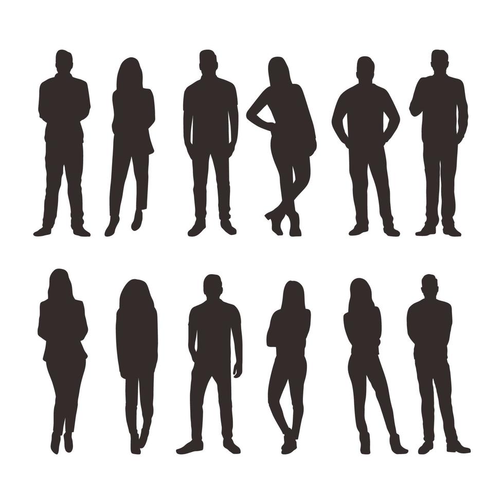 persone in diverse pose silhouette collection vettore