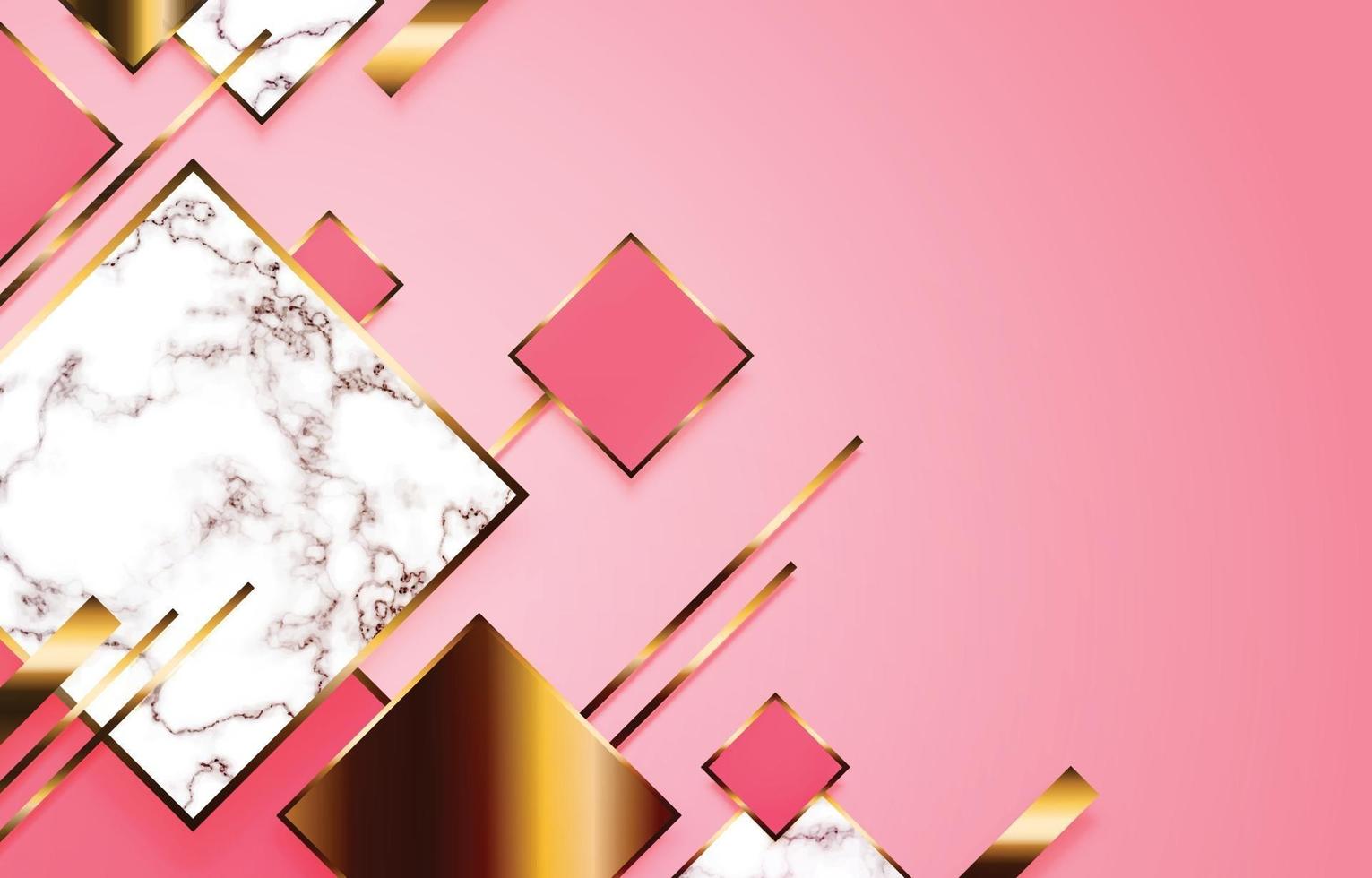 sfondo geometrico rettangolo rosa e oro vettore