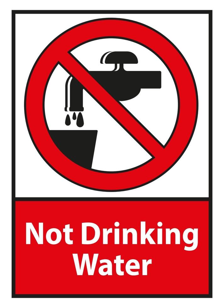 non bere acqua simbolo segno isolato su sfondo bianco vettore