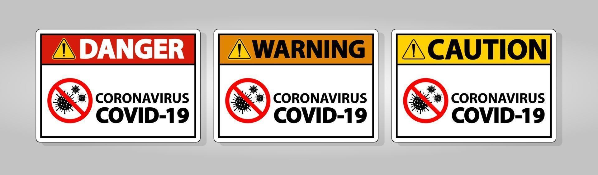 segnale di avvertimento, attenzione focolaio di coronavirus covid 19 vettore