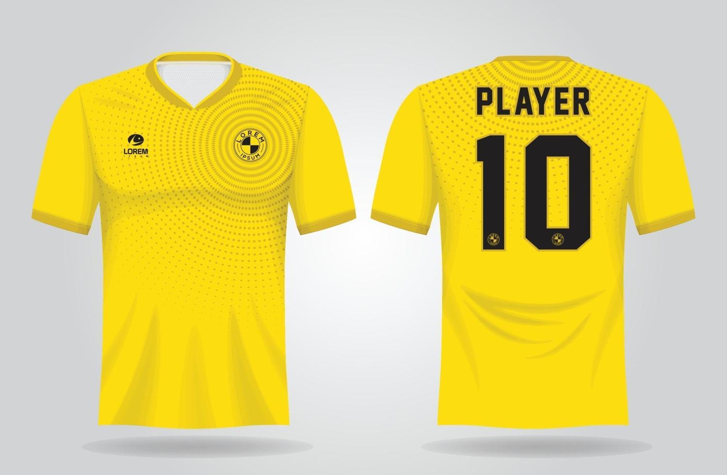 modello di maglia sportiva gialla per uniformi della squadra e design di magliette da calcio vettore
