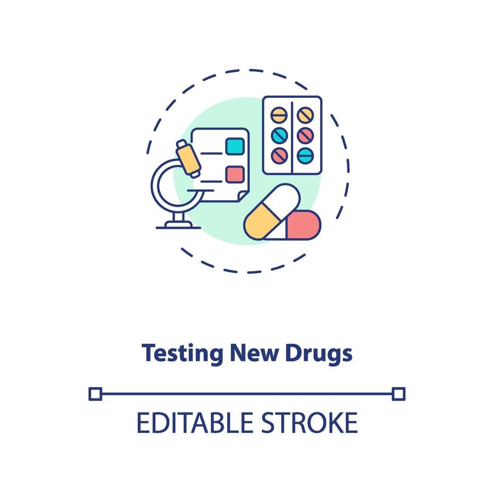 icona di concetto di test di nuovi farmaci vettore