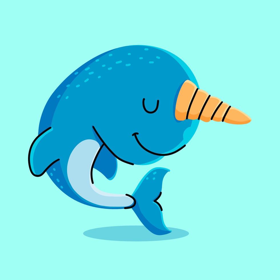 carino narwhale cartone animato. vettore cartone animato illustrazione